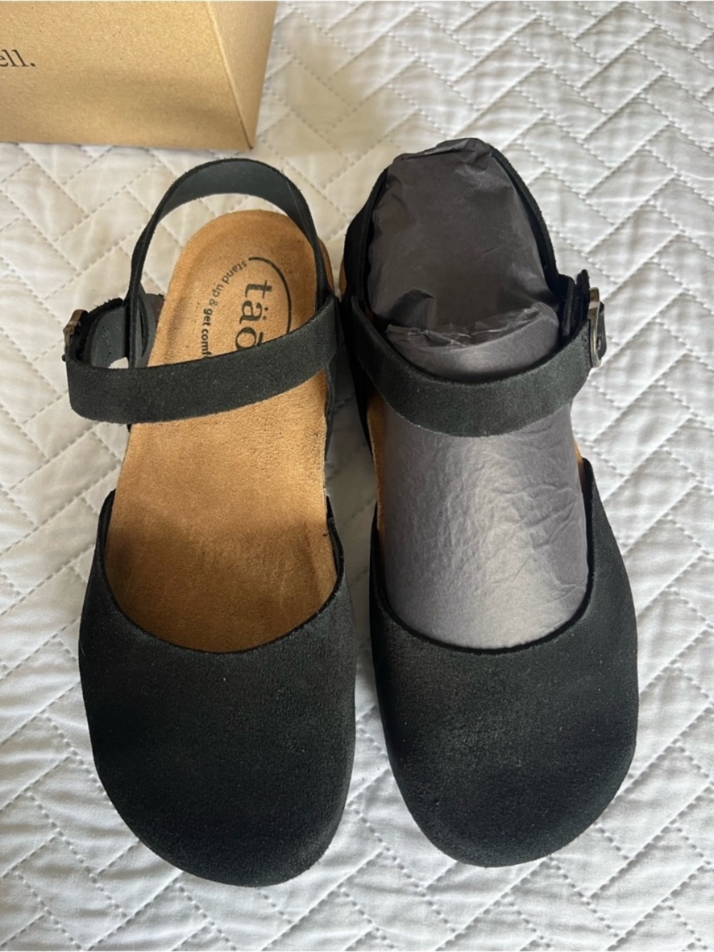 Taos Black Suede Mary Jane Sling Back Clog With Ankle Strap Arch Support Size 7 - Picture 3 of 7